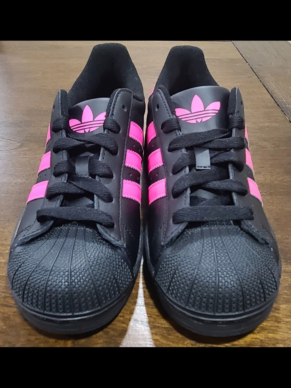 adidas Superstar II Core Black Lucid Pink Girls 6.5/Women's 8 JQ0284